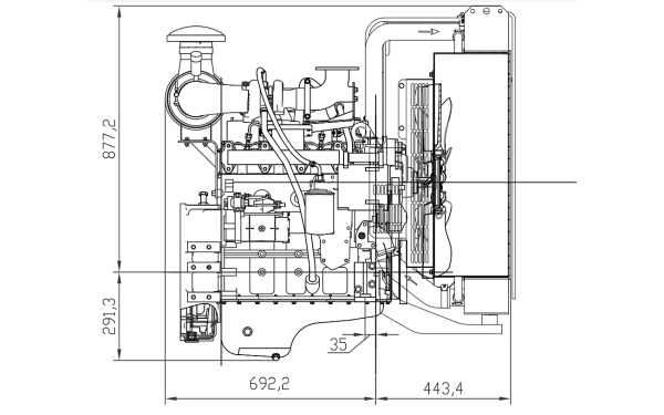 4BTA3.9-G13東風康明斯發(fā)動機外形尺寸側(cè)視圖.png