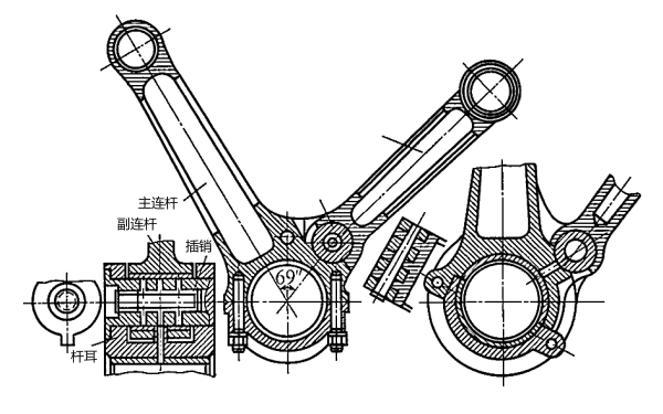 柴油機(jī)V形主副連桿結(jié)構(gòu)圖.png