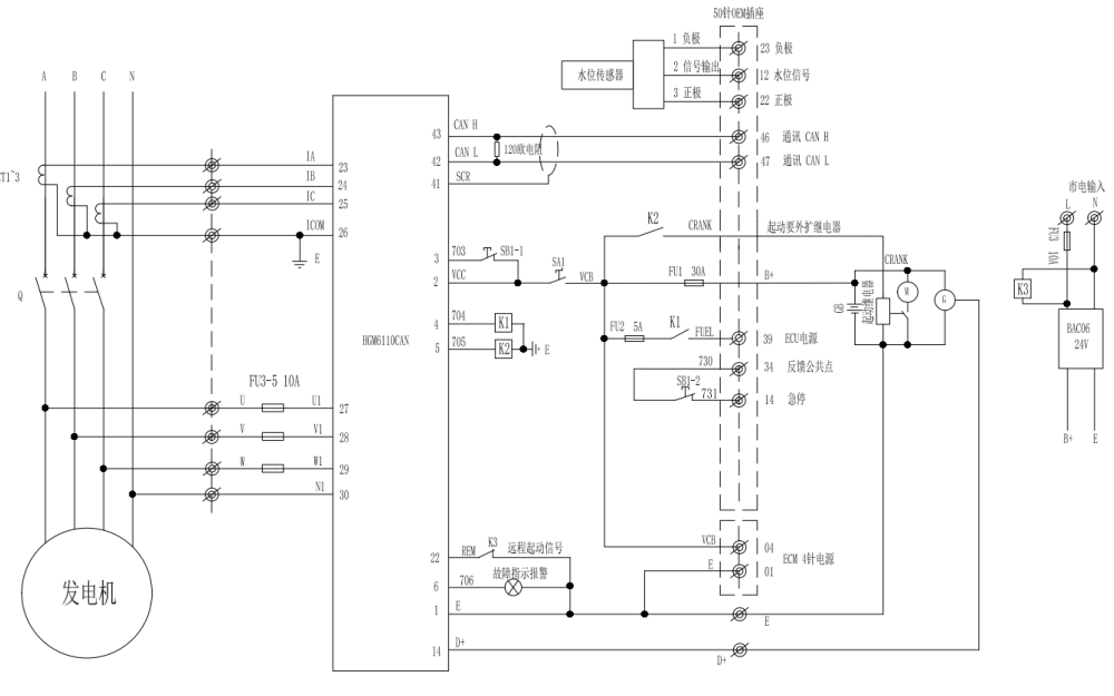 控制面板內(nèi)部接線(xiàn)圖-QSNT-G3電噴康明斯柴油發(fā)電機(jī)組.png