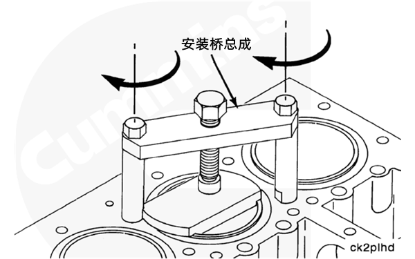 柴油發(fā)電機(jī)缸套突出量測(cè)量步驟-安裝橋總成、缸蓋螺釘.png