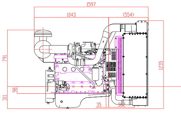 QSB5.9-G30東風康明斯發動機外形尺寸側視圖.png