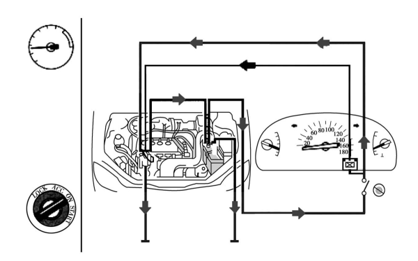 發(fā)動機(jī)不運行時啟動電池電流流向.png