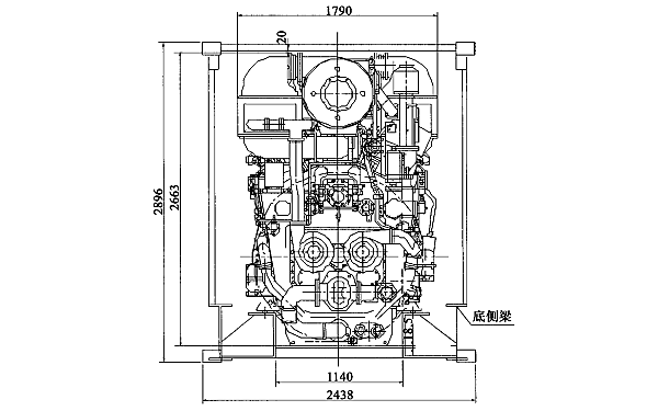 開頂高柜集裝箱柴油發電機組橫剖面圖.png