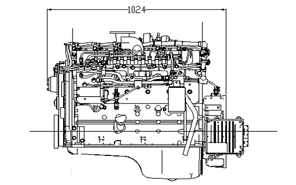 QSB5.9-G31東風康明斯發動機外形尺寸側視圖.png