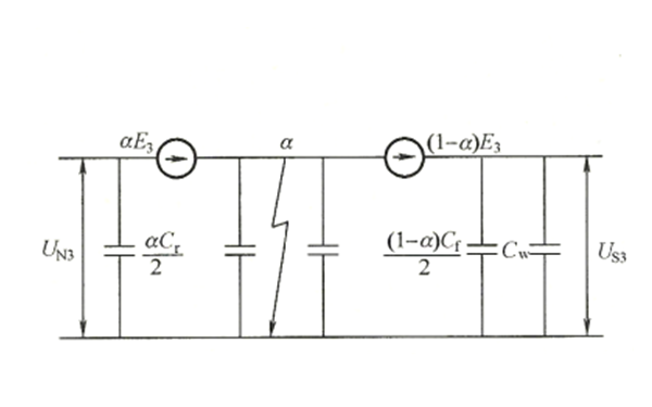 發電機單相接地時三次諧波電動勢分布的等值電路圖.png