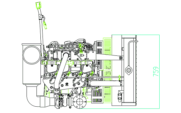 QSB3.9-G31東風康明斯發動機外形尺寸俯視圖.png