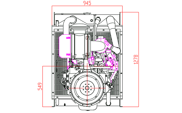 QSB6.7-G31東風康明斯發(fā)動機外形尺寸后視圖.png