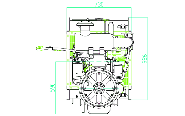 QSB3.9-G31東風(fēng)康明斯發(fā)動機外形尺寸后視圖.png