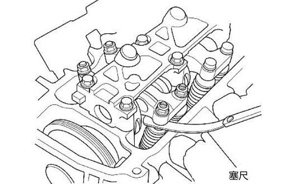 將塞尺插入氣門間隙調(diào)節(jié)螺釘與挺桿端部之間.png