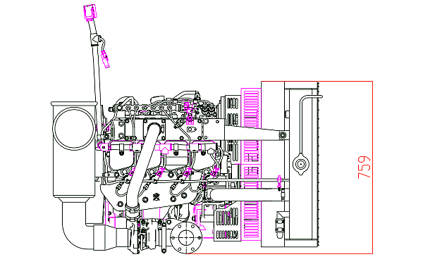 QSB3.9-G31東風康明斯發動機外形尺寸俯視圖.png